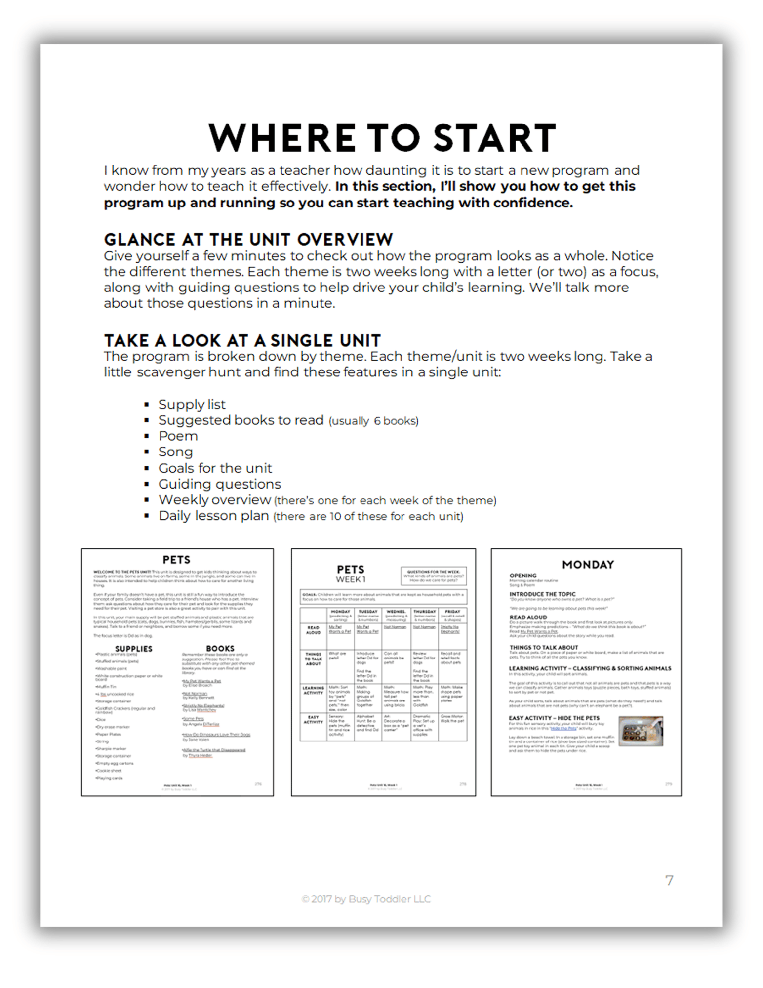 Sample spread of Playing Preschool Year 1 Start Up Guide